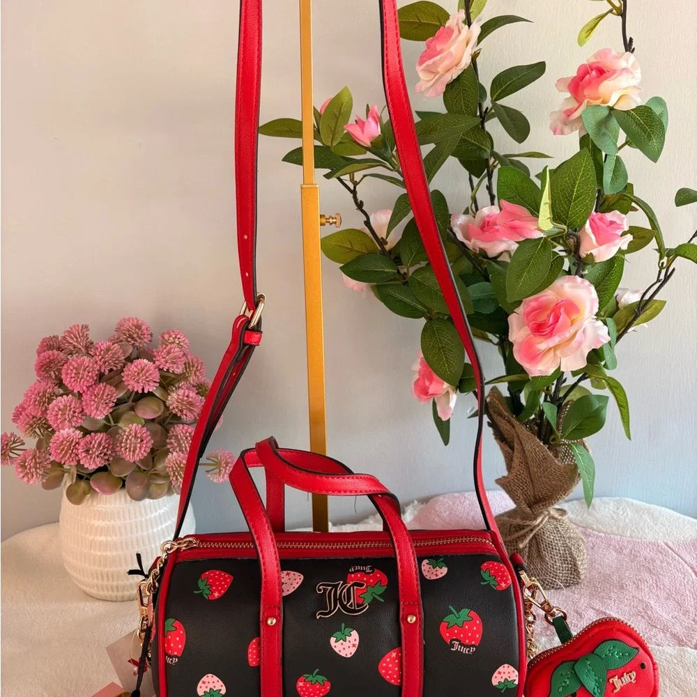 Juicy Couture Sweet N Juicy Strawberry Mini Barrel Bag w/ coin pouch - Picture 4 of 7
